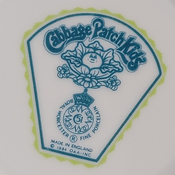 Vtg Royal Worcester Cabbage Patch Kids 3 Piece Porcelain Set - Plate Bowl Cup - Picture 2 of 16